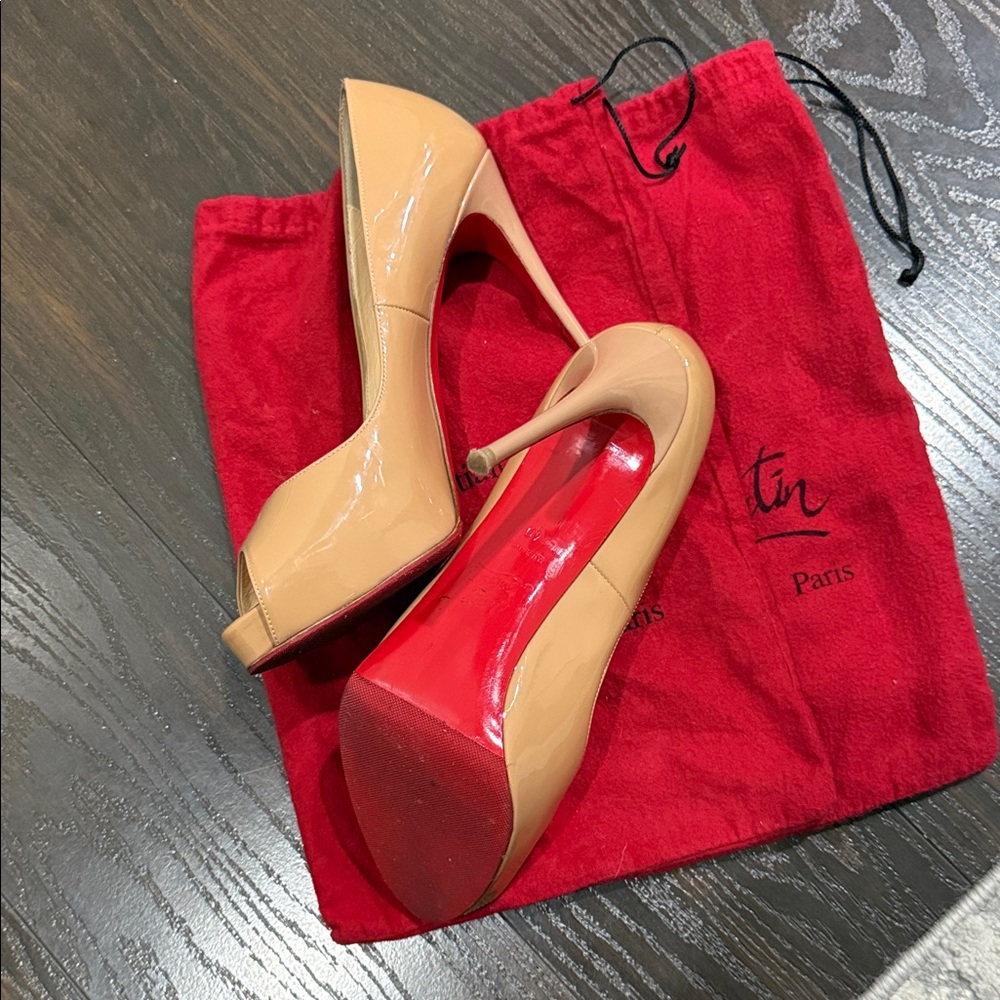 Christian Louboutin Tan Peep Toe Heels (size 40) (US 9)